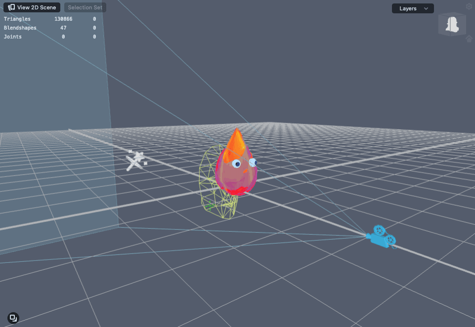 AR flame character with hand-tracked interaction